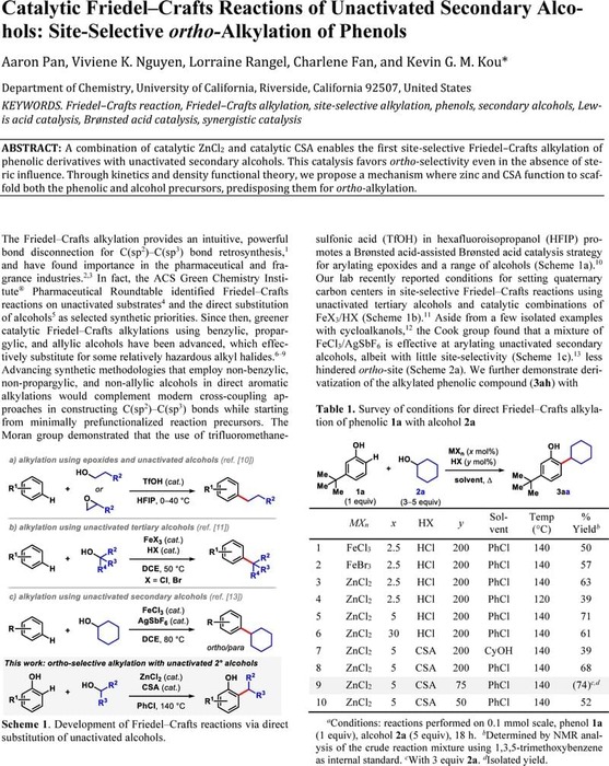 Catalytic FriedelCrafts Reactions Of Unactivated Secondary Alcohols