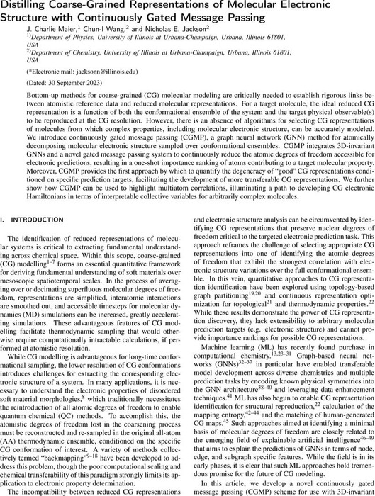 Distilling Coarse Grained Representations Of Molecular Electronic