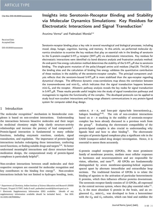 Insights Into Serotonin Receptor Binding And Stability Via Molecular