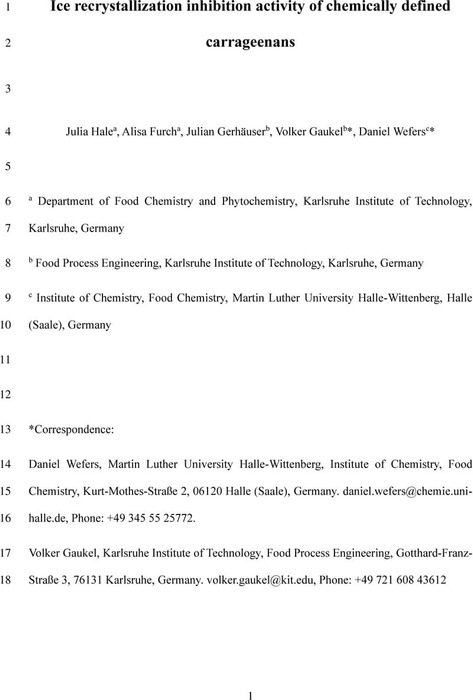 Ice Recrystallization Inhibition Activity Of Chemically Defined