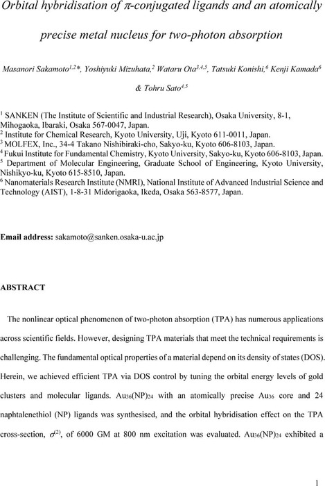 Orbital Hybridisation Of Conjugated Ligands And An Atomically Precise