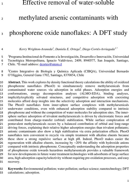 Thumbnail image of V1 - Effective removal of water-soluble methylated arsenic contaminants with phosphorene oxide nanoflakes.pdf