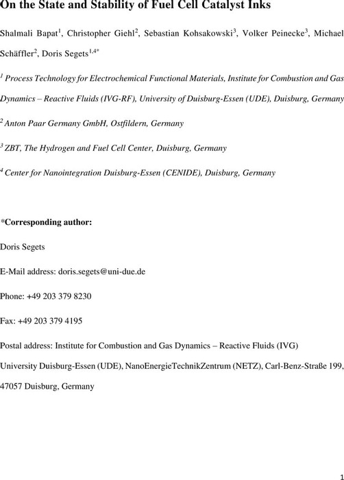 On The State And Stability Of Fuel Cell Catalyst Inks 