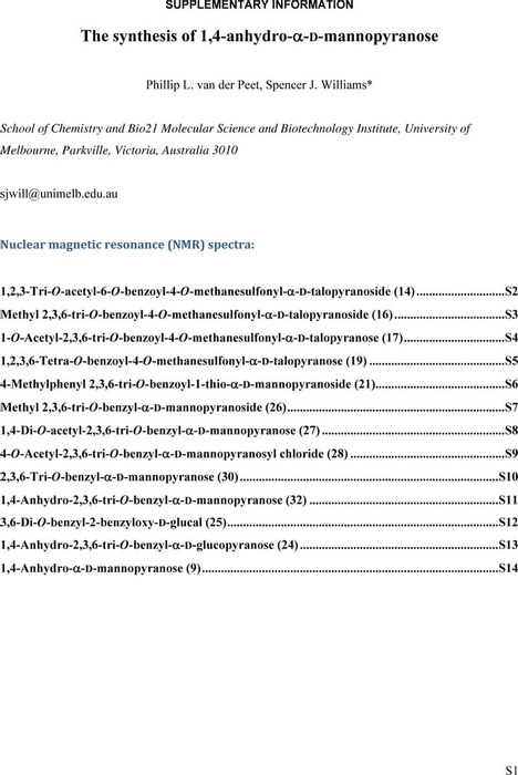 The Synthesis Of 1 4 Anhydro A D Mannopyranose Organic Chemistry Chemrxiv Cambridge Open Engage