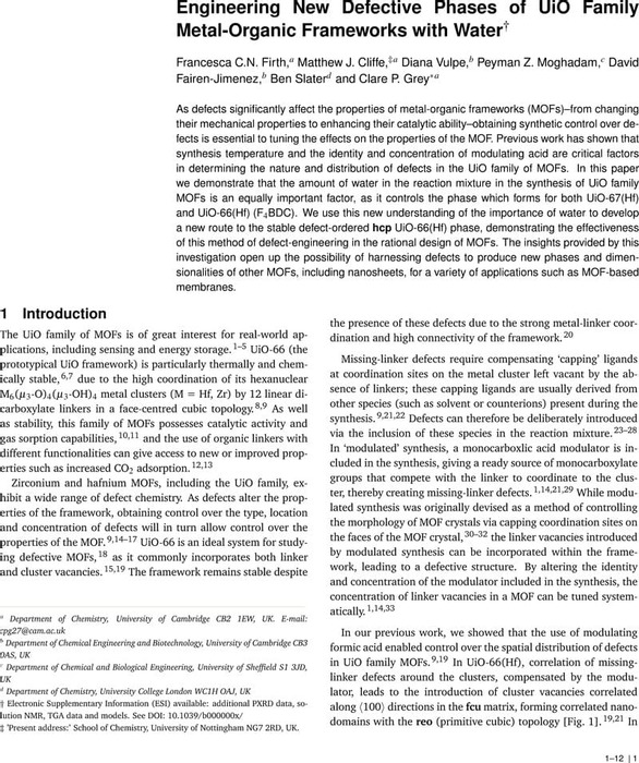 Engineering New Defective Phases of UiO Family Metal-Organic Frameworks ...