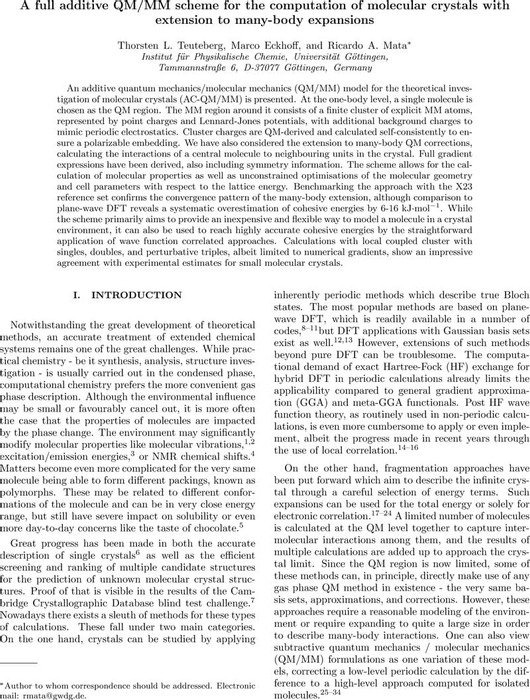 A Full Additive QM/MM Scheme for the Computation of Molecular Crystals ...