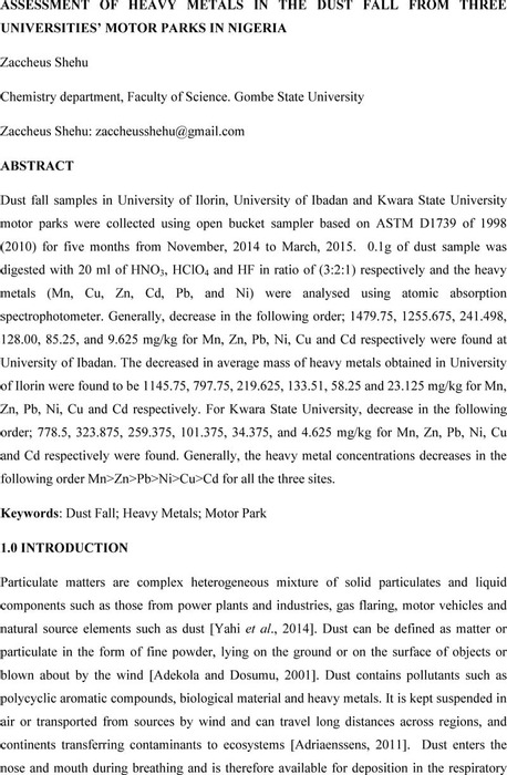 Dust and Heavy Metals