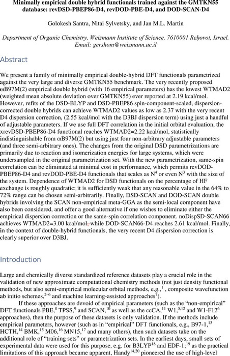 Minimally Empirical Double Hybrid Functionals Trained Against The ...