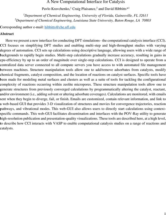 A New Computational Interface for Catalysis | Theoretical and ...