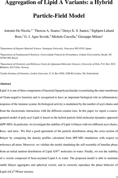 Aggregation of Lipid A Variants a Hybrid Particle Field Model