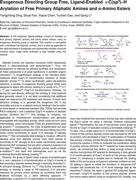 Exogenous Directing Group Free, Ligand-Enabled Gamma-C(sp3)–H Arylation ...