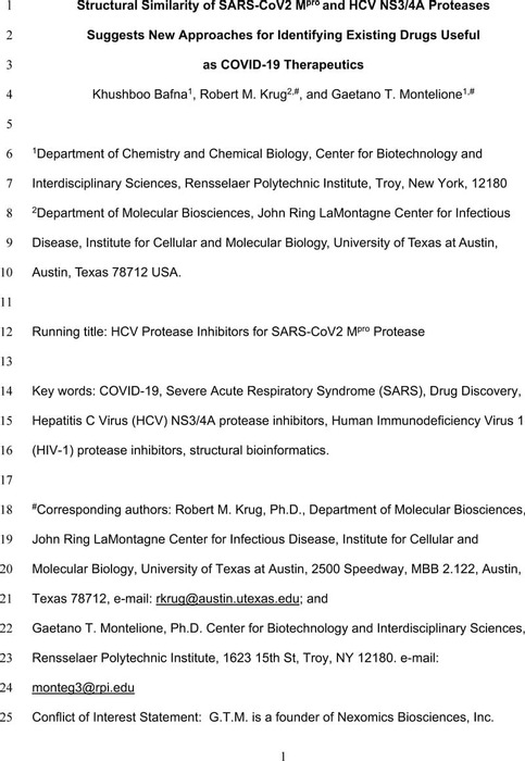Thumbnail image of HCV Protease Inhibitors for SARS-CoV2 Mpro Protease.pdf