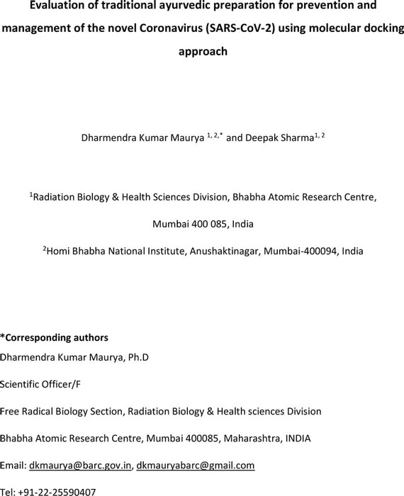 Thumbnail image of Revision_Evaluation of Ayurvedic Kadha for COVID-19.pdf