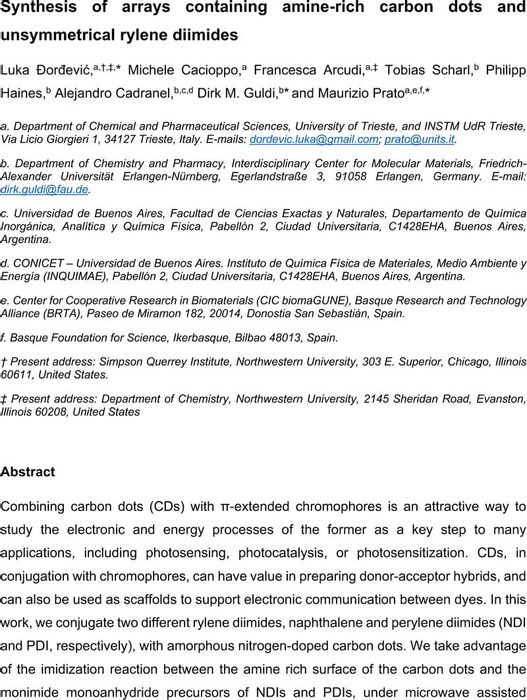 Synthesis of Arrays Containing Amine Rich Carbon Dots and