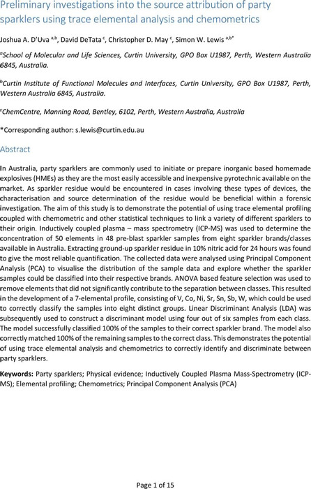 Preliminary Investigations into the Source Attribution of Party ...