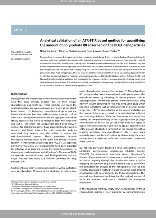 Analytical Validation Of An ATR-FTIR Based Method For Quantifying The ...