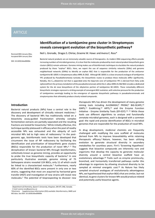 Identification of a Tambjamine Gene Cluster in Streptomyces Reveals ...