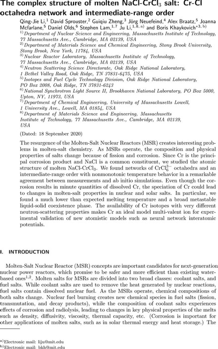 The Complex Structure of Molten NaCl-CrCl3 Salt: Cr-Cl Octahedra ...