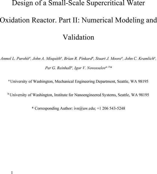 Design Of A Small Scale Supercritical Water Oxidation Reactor Part Ii Numerical Modeling And Validation Chemical Engineering And Industrial Chemistry Chemrxiv Cambridge Open Engage