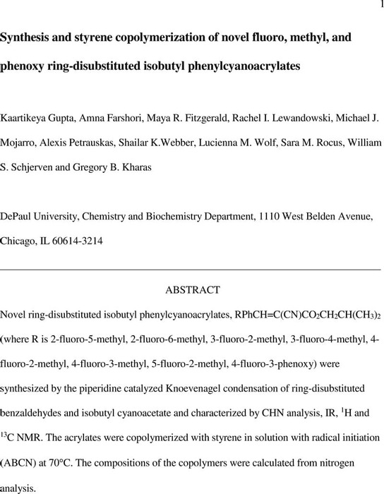 Synthesis and styrene copolymerization of novel fluoro