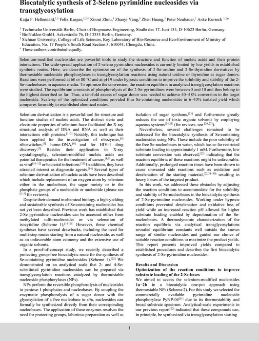 Biocatalytic Synthesis of 2-Seleno Pyrimidine Nucleosides via ...