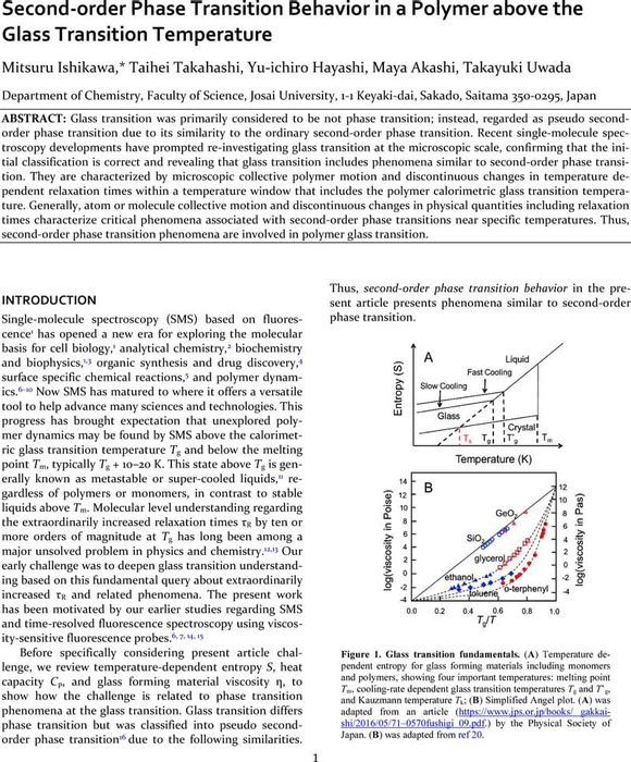 second-order-phase-transition-behavior-in-a-polymer-above-the-glass