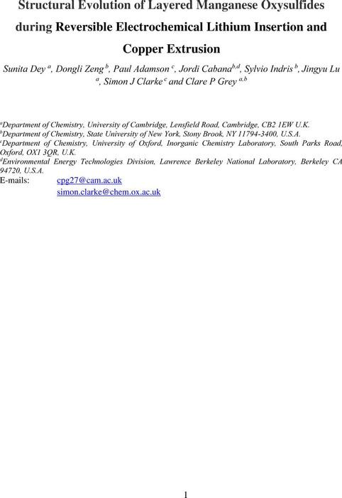 Structural Evolution Of Layered Manganese Oxysulfides During Reversible Electrochemical Lithium Insertion And Copper Extrusion Energy Chemrxiv Cambridge Open Engage