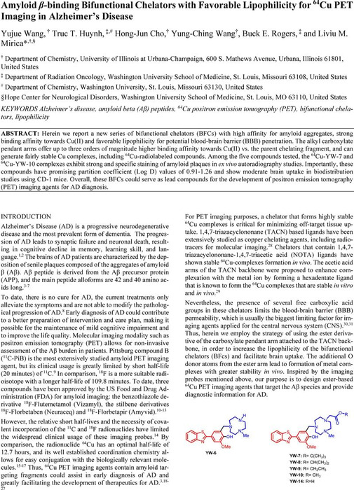 Amyloid β-binding Bifunctional Chelators with Favorable Lipophilicity ...