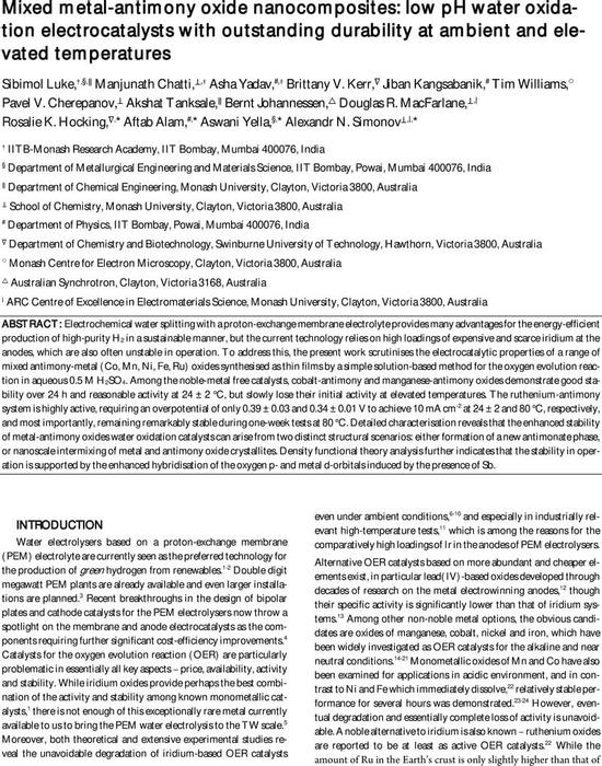 Mixed Metal-Antimony Oxide Nanocomposites: Low pH Water Oxidation ...