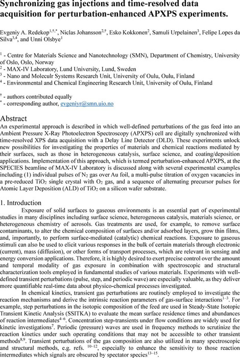 Synchronizing Gas Injections and Time-Resolved Data Acquisition for ...