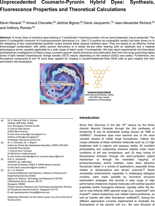 Unprecedented Coumarin-Pyronin Hybrid Dyes: Synthesis, Fluorescence ...