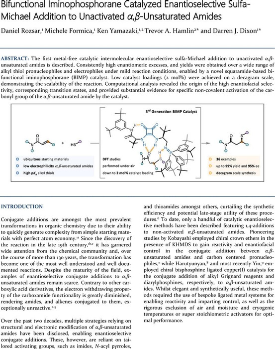 Thumbnail image of Manuscript_Bifunctional Iminophosphorane Catalyzed Enantioselective Sulfa-Michael Addition to Unactivated α,β-Unsaturated Amides_ChemRxiv_final.pdf