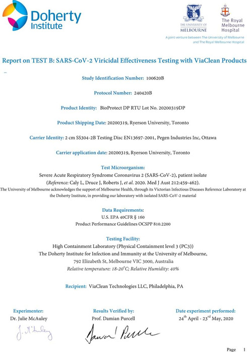 Thumbnail image of S2 C. REPORT 1  DOHERTY 110620 TEST B ViaClean EPA Report.pdf