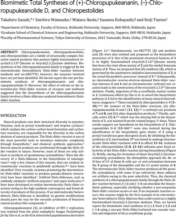 Biomimetic Total Synthesis Of Chloropupukeananin Chloropupukeanolide D And Chloropestolides Organic Chemistry Chemrxiv Cambridge Open Engage