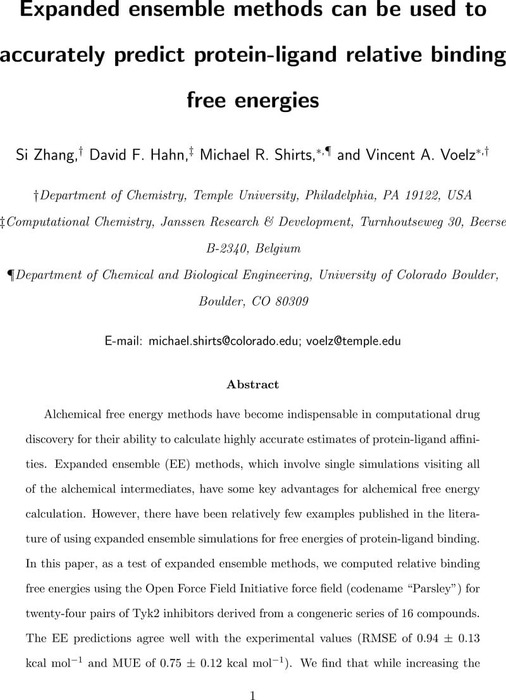 Thumbnail image of Expanded ensemble methods can be used toaccurately predict protein-ligand relative bindingfree energies_main text.pdf