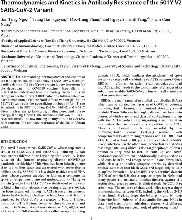 Image Nguyễn Thanh Tùng image beautiful - Thermodynamics and Kinetics in Antibody Resistance of the 501Y.V2 ...