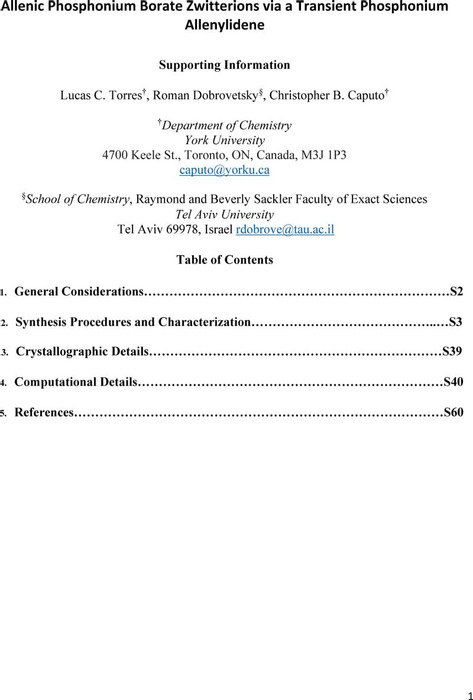 Thumbnail image of Allenic Phosphonium Borate Zwitterions via a Transient Phosphonium Allenylidene SI.pdf