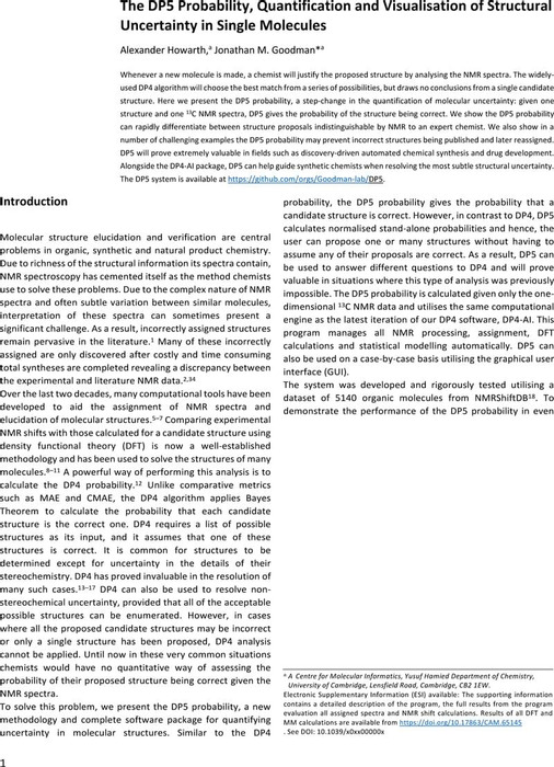 The DP5 Probability, Quantification And Visualisation Of Structural Uncertainty In Single ...