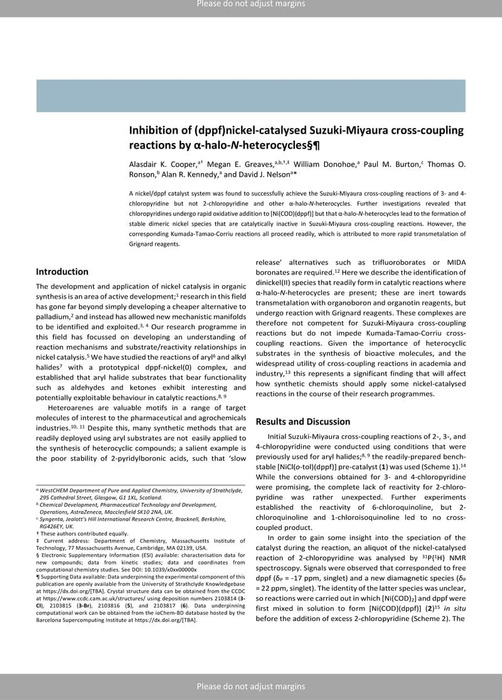 Inhibition Of (dppf)nickel-catalysed Suzuki-miyaura Cross-coupling 