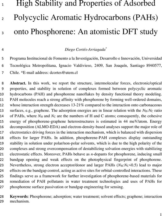 High Stability And Properties Of Adsorbed Polycyclic Aromatic ...