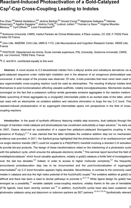 Reactant-Induced Photoactivation of a Gold-Catalyzed Csp2-Csp Cross ...