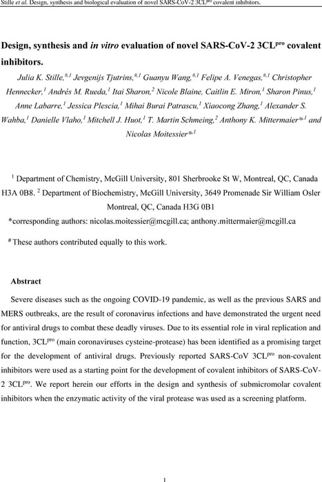 Thumbnail image of Moitessier-Mittermaier ChemRXiv- 3CLpro inhibitors v3.pdf