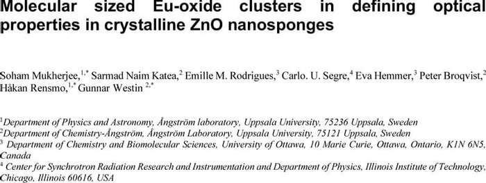 Thumbnail image of Molecular sized Eu-oxide clusters in defining optical properties in crystalline ZnO nanosponges_main text.pdf