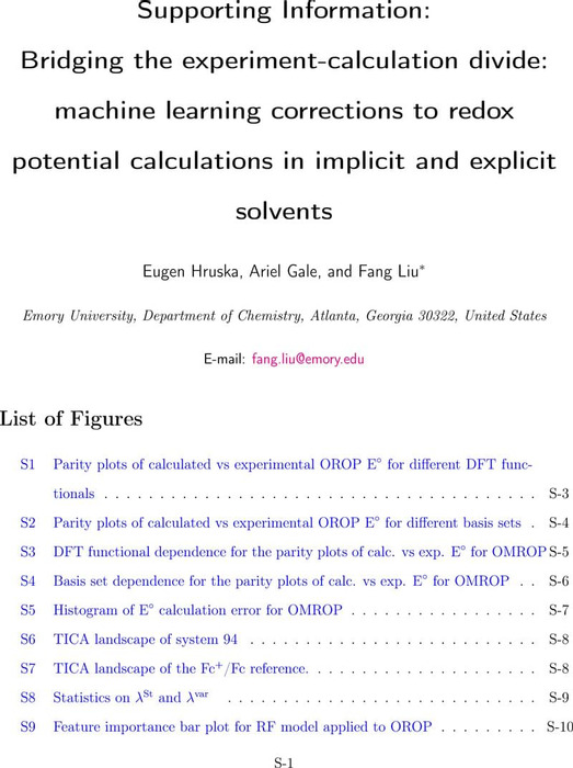 Thumbnail image of Bridging the experiment-calculation divide machine learning corrections to redox potential calculations in implicit and explicit solvent models SI.pdf