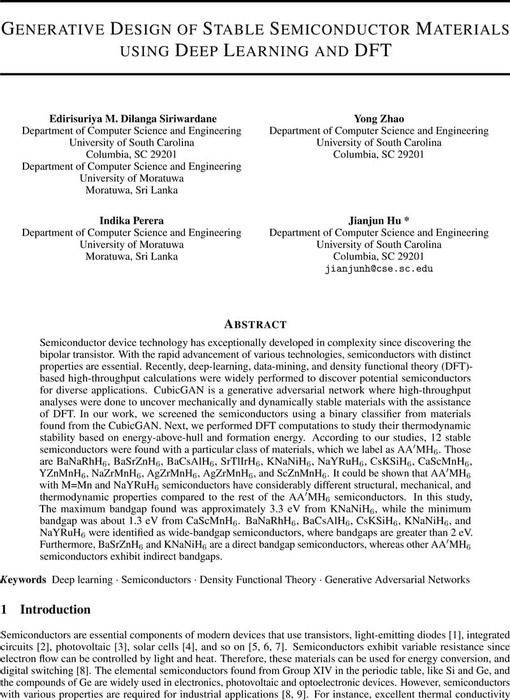 Generative Design of Stable Semiconductor Materials Using Deep Learning ...