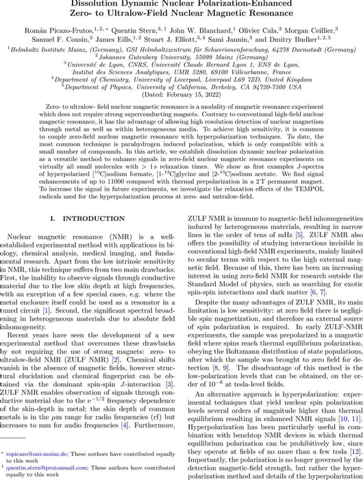 Thumbnail image of Dissolution Dynamic Nuclear Polarization-Enhanced Zero- to Ultralow-Field Nuclear Magnetic Resonance v1 chemarxiv.pdf