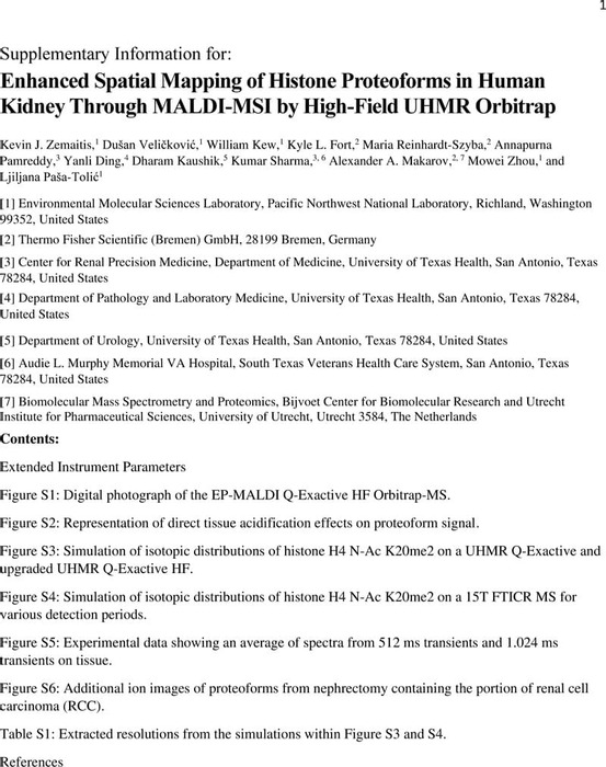 Thumbnail image of 3-2-22 SI for Enhanced Spatial Mapping of Histone Proteoforms in Human Kidney Through MALDI-MSI by High-Field UHMR Orbitrap Detection.pdf