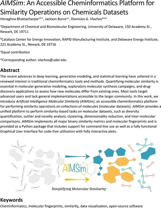 Thumbnail image of AIMSim An Accessible Cheminformatics Platform for Similarity Operations on Chemicals Datasets.pdf