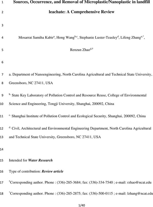 Sources, Occurrence, and Removal of Microplastic/Nanoplastic in ...