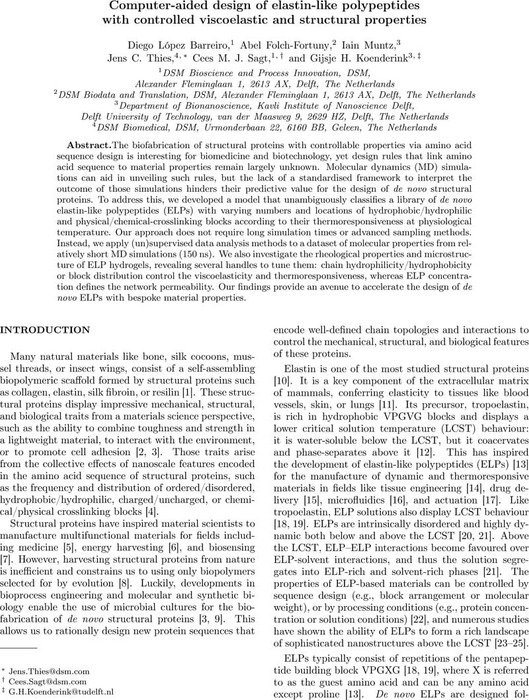 Computer-aided design of elastin-like polypeptides with controlled ...